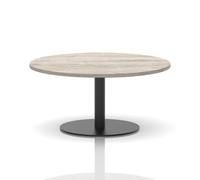 Italia 1000mm Round Coffee Table Grey Oak Top 475mm High Black Leg