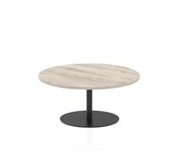 Italia 1000mm Round Coffee Table Grey Oak Top 475mm High Black Leg