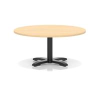 Italia 1000mm Round Coffee Table Maple Top 495mm High Black Leg Cross Base