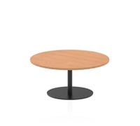 Italia 1000mm Round Coffee Table Oak Top 475mm High Black Leg