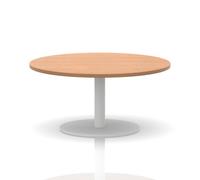 Italia 1000mm Round Coffee Table Oak Top 475mm High White Leg