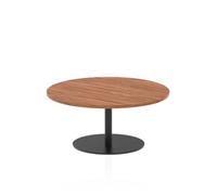 Italia 1000mm Round Coffee Table Walnut Top 475mm High Black Leg