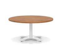 Italia 1000mm Round Coffee Table Walnut Top 495mm High White Leg Cross Base