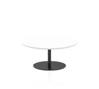Italia 1000mm Round Coffee Table White Top 475mm High Black Leg