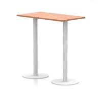 Italia 1200 x 600mm Poseur Rectangular Table Beech Top 1145mm High White Leg