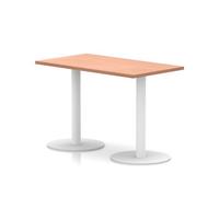 Italia 1200 x 600mm Poseur Rectangular Table Beech Top 720mm High White Leg
