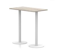 Italia 1200 x 600mm Poseur Rectangular Table Grey Oak Top 1145mm High White Leg