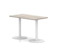 Italia 1200 x 600mm Poseur Rectangular Table Grey Oak Top 720mm High White Leg