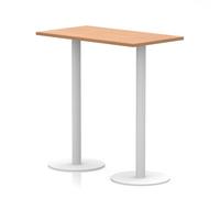 Italia 1200 x 600mm Poseur Rectangular Table Oak Top 1145mm High White Leg