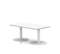 Italia 1200 x 600mm Rectangular Coffee Table White Top 475mm High White Leg