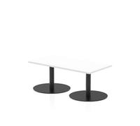 Italia 1200 x 600mm Rectangular Coffee Table White Top Black Leg