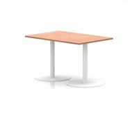 Italia 1200 x 800mm Poseur Rectangular Table Beech Top 720mm High White Leg