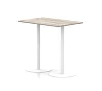 Italia 1200 x 800mm Poseur Rectangular Table Grey Oak Top 1145mm High White Leg