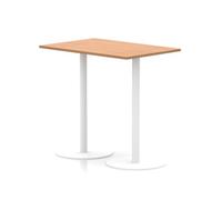 Italia 1200 x 800mm Poseur Rectangular Table Oak Top 1145mm High White Leg