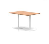 Italia 1200 x 800mm Poseur Rectangular Table Oak Top 720mm High White Leg