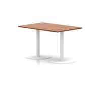 Italia 1200 x 800mm Poseur Rectangular Table Walnut Top 720mm High White Leg