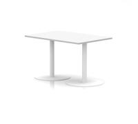 Italia 1200 x 800mm Poseur Rectangular Table White Top 720mm High White Leg