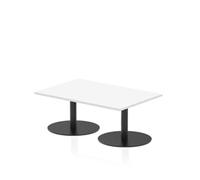 Italia 1200 x 800mm Rectangular Coffee Table White Top Black Leg