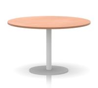 Italia 1200mm Poseur Round Table Beech Top 720mm High White Leg