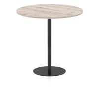 Italia 1200mm Poseur Round Table Grey Oak Top 1145mm High Black Leg