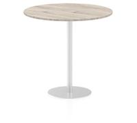 Italia 1200mm Poseur Round Table Grey Oak Top 1145mm High Leg