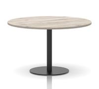 Italia 1200mm Poseur Round Table Grey Oak Top 720mm High Black Leg