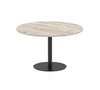 Italia 1200mm Poseur Round Table Grey Oak Top 720mm High Black Leg