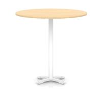 Italia 1200mm Poseur Round Table Maple Top 1170mm High White Leg Cross Base