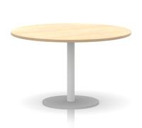 Italia 1200mm Poseur Round Table Maple Top 720mm High White Leg