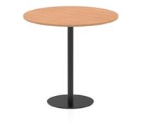 Italia 1200mm Poseur Round Table Oak Top 1145mm High Black Leg