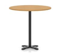 Italia 1200mm Poseur Round Table Oak Top 1170mm High Black Leg Cross Base