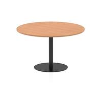 Italia 1200mm Poseur Round Table Oak Top 720mm High Black Leg