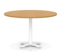 Italia 1200mm Poseur Round Table Oak Top 750mm High White Leg Cross Base