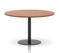 Italia 1200mm Poseur Round Table Walnut Top 720mm High Black Leg