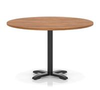 Italia 1200mm Poseur Round Table Walnut Top 750mm High Black Leg Cross Base