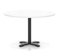 Italia 1200mm Poseur Round Table White Top 750mm High Black Leg Cross Base