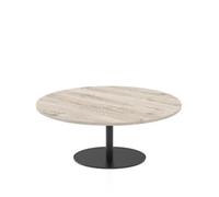 Italia 1200mm Round Coffee Table Grey Oak Top 475mm High Black Leg