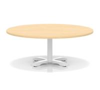 Italia 1200mm Round Coffee Table Maple Top 495mm High White Leg Cross Base