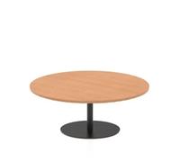 Italia 1200mm Round Coffee Table Oak Top 475mm High Black Leg