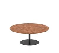 Italia 1200mm Round Coffee Table Walnut Top 475mm High Black Leg