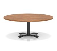 Italia 1200mm Round Coffee Table Walnut Top 495mm High Black Leg Cross Base