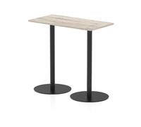 Italia 1200 x 600mm Poseur Rectangular Table Grey Oak Top 1145mm High Black Leg