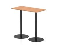 Italia 1200x600mm Rectangular Table Oak Top 1145mm High Black Leg