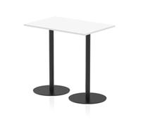 Italia 1200 x 800mm Poseur Rectangular Table White Top 1145mm High Black Leg