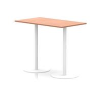Italia 1400 x 800mm Poseur Rectangular Table Beech Top 1145mm High White Leg