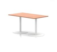 Italia 1400 x 800mm Poseur Rectangular Table Beech Top 720mm High White Leg