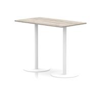 Italia 1400 x 800mm Poseur Rectangular Table Grey Oak Top 1145mm High White Leg