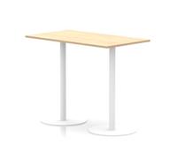 Italia 1400 x 800mm Poseur Rectangular Table Maple Top 1145mm High White Leg
