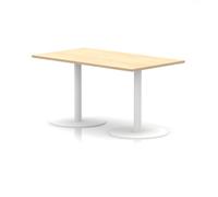 Italia 1400 x 800mm Poseur Rectangular Table Maple Top 720mm High White Leg