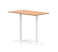 Italia 1400 x 800mm Poseur Rectangular Table Oak Top 1145mm High White Leg